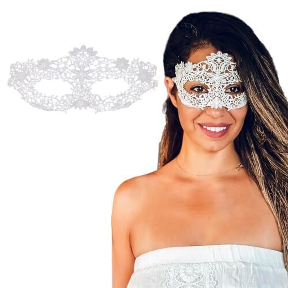4993 White Masquerade Mask - Lace Masquerade Masks for Masquerade Party
